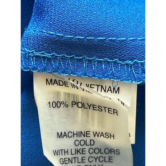 Chaus New York Bright Blue Polyester V Neck Tunic Blouse Size Medium Office Wear - Picture 4 of 6